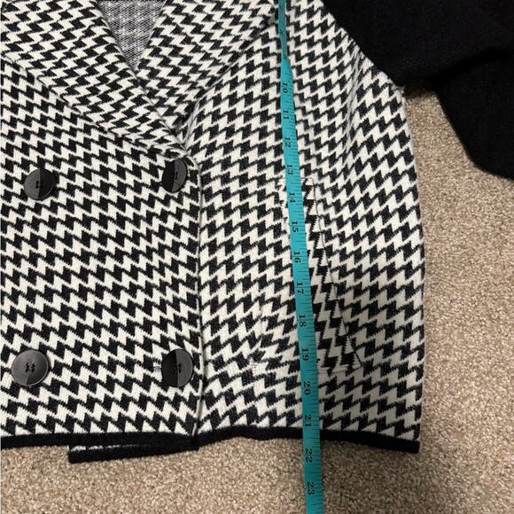 Magaschoni Double Breasted Notch Lapel Cropped Houndstooth Knit Jacket Small - Picture 10 of 10
